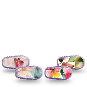 ExpressionMed Fragile Flowers Dexcom G6 Sticker, 4-Pack Sticker Variety Watercolor Inspired Flower Mix, Vinyl Decoration Continuous Glucose Monitor Design