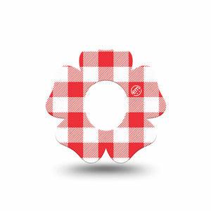 ExpressionMed Red Gingham Dexcom G7 and Dexcom Stelo Glucose Biosensor System Flower, Single Tape Classic red gingham Adhesive Tape for CGM