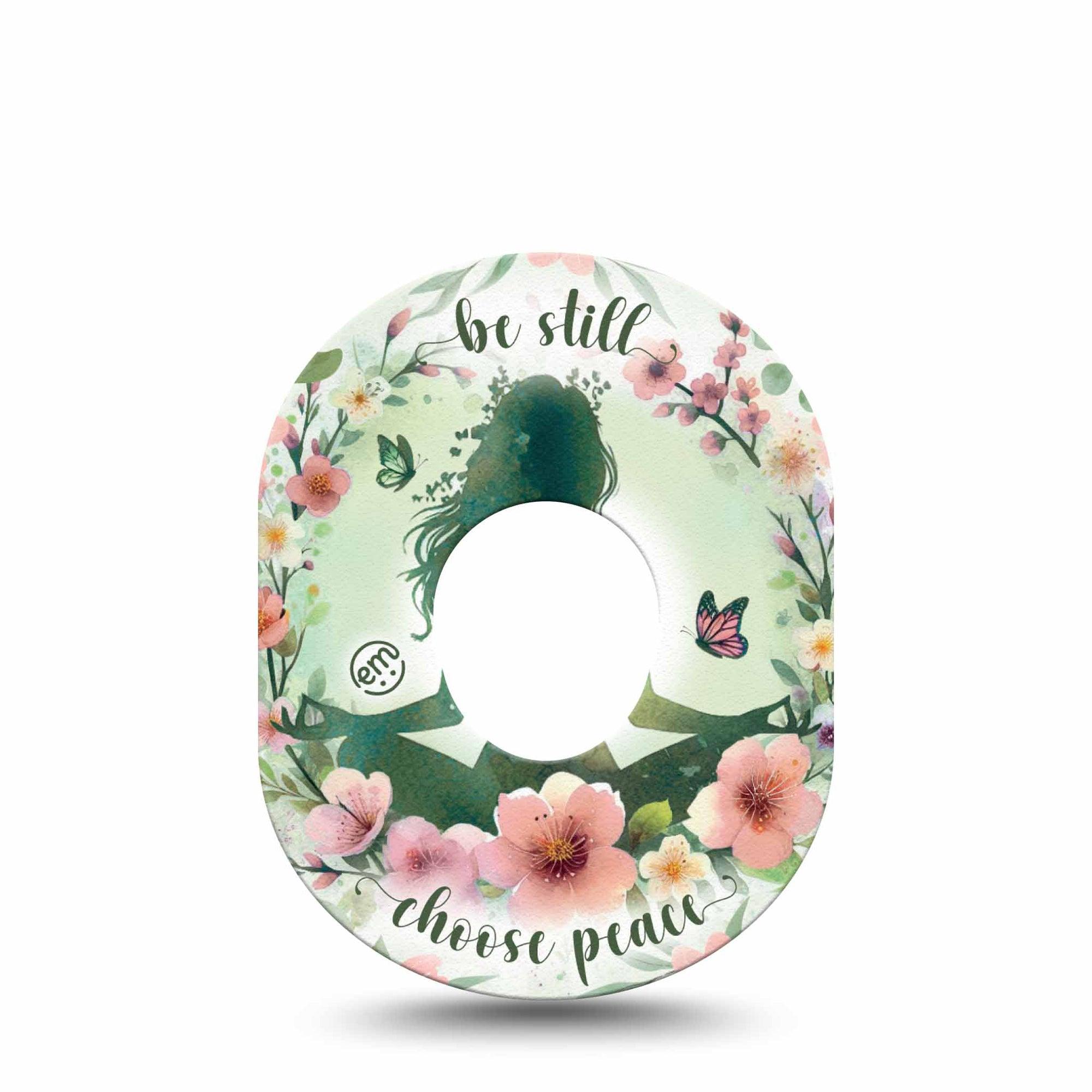 ExpressionMed Meditation Dexcom G7 Tape, Dexcom Stelo Glucose Biosensor System, Single Tape Meditating Woman Surrounded By Florals, Overlay Tape CGM Design