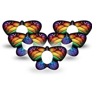 ExpressionMed Rainbow Butterfly Dexcom G7 Butterfly Shape Tape, Dexcom Stelo Glucose Biosensor System,  5-Pack Tape Rainbow Butterfly, Adhesive Tape CGM Design