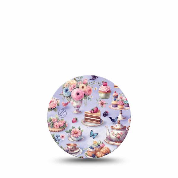 ExpressionMed Floral Tea Party Freestyle Libre 3 and Libre 3 Plus Overpatch Single Tape Afternoon Tea Time Themed, Adhesive Patch CGM Design