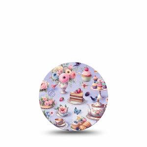 ExpressionMed Floral Tea Party Freestyle Libre 3 and Libre 3 Plus Overpatch Single Tape Afternoon Tea Time Themed, Adhesive Patch CGM Design