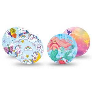 ExpressionMed Mythical Magic Variety Pack Freestyle Libre 3 Sticker 4-Pack Sticker Variety Pink Blue Girl Prints, Decorative Decal CGM Design