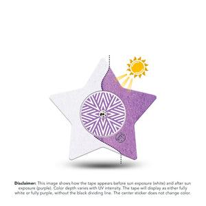 ExpressionMed Solar Violet Freestyle Libre 2 and Libre 2 Plus Star Shape Tape, Abbott Lingo, Single Tape and Single Sticker Color-Changing in Sunlight, Adhesive Tape CGM Design