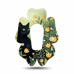 ExpressionMed Jungle Cat Dexcom G6 Flower, Single Tape Black cat green grasses Overlay Tape for CGM
