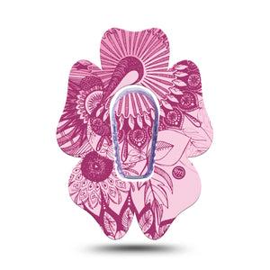 ExpressionMed Magenta Dani Dexcom G6 Flower Shape Tape Single Tape and Single Sticker Bold Magenta, Adhesive Patch Continuous Glucose Monitor Design