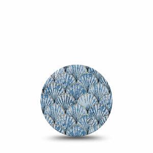 ExpressionMed Seashells Freestyle Libre 3 and Libre 3 Plus Overpatch, Single Tape Blue Clam Shell, Adhesive Patch CGM Design