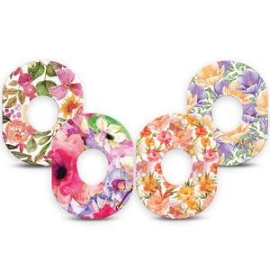 ExpressionMed Blooming Radiance Variety Pack Dexcom G7 Tape, Dexcom Stelo Glucose Biosensor System, 4-Pack Tape Variety Summer Sunset Toned Florals, Orange Pink Flowers, Gossamer Flower Mix, Sunset Tone Florals, Summer Florals, Sheer Inspired Petals, Summer Sunset Toned Florals, Delicate Orange Pink Petals, Overlay Tape CGM Design