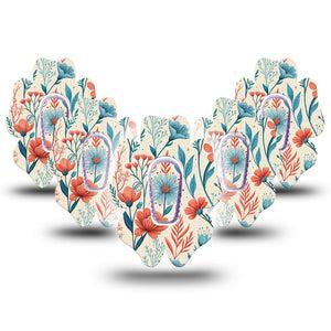 ExpressionMed Desert Wildflower Dexcom G6 Flower, 5-Pack Tape and 5-Pack Sticker High contrast floral design Fixing Ring Patch for Continuous Glucose Monitor