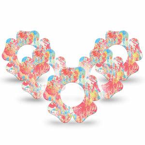 ExpressionMed Faded Summer Freestyle Libre 2 and Libre 2 Plus Flower Shape Tape, Abbott Lingo,  5-Pack Tape Fun Worn-Out Inspired, Fixing Ring Tape CGM Design