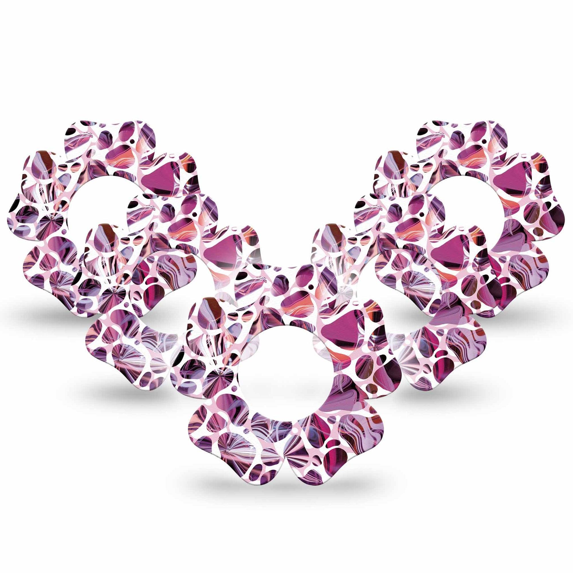 ExpressionMed Purple Pebbles Freestyle Libre 2 and Libre 2 Plus Flower Shape Tape, Abbott Lingo, 5-Pack Tape Purple Gravel, Plaster CGM Design