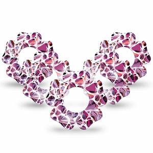 ExpressionMed Purple Pebbles Freestyle Libre 2 and Libre 2 Plus Flower Shape Tape, Abbott Lingo, 5-Pack Tape Purple Gravel, Plaster CGM Design