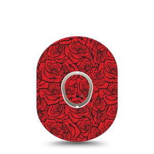 ExpressionMed Roses Dexcom G7 and Dexcom Stelo Glucose Biosensor System, Single Tape and Single Sticker Valentines roses Overlay Patch for CGM