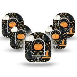 ExpressionMed Art Deco Halloween Omnipod Mini Tape, 5-Pack Tape and 5-Pack Sticker Black Cats Art Deco, Adhesive Tape Pump Design