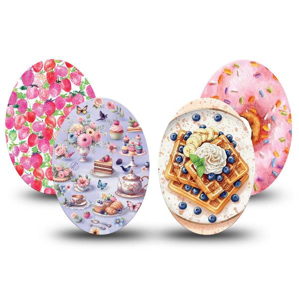ExpressionMed Morning Delights Medtronic Guardian Enlite Universal Oval, 4-Pack Tape Sweet treats Best Covers for CGM