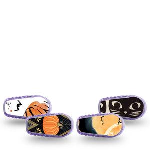 ExpressionMed Pumpkin Paws Variety Pack Dexcom G6 Sticker, 4-pack Sticker Variety, Halloween Animals, Decorative Decal CGM Design