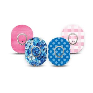 ExpressionMed Cotton Candy Coast Variety Pack Dexcom G7 Mini Tape, Dexcom Stelo Glucose Biosensor System, 4-Pack Tape and 4-Pack Stickers Variety Whimsy Prints, Patch Continuous Glucose Monitor Design