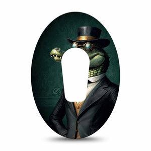 ExpressionMed Dapper Alligator Dexcom G6 Tape, Single Tape Cartoon Inspired Gator Guy, Plaster Continuous Glucose Monitor Design