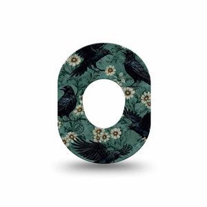 ExpressionMed Crows Dexcom G7 and Dexcom Stelo Glucose Biosensor System Mini, Single Tape vintage crow daisies Waterproof Plaster for CGM