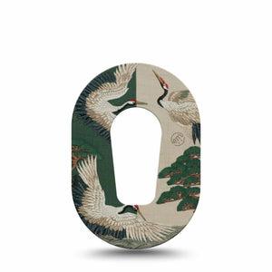 ExpressionMed Tapestry Cranes Dexcom G6 Mini, Single Tape Textile cranes Adhesive Tape for CGM