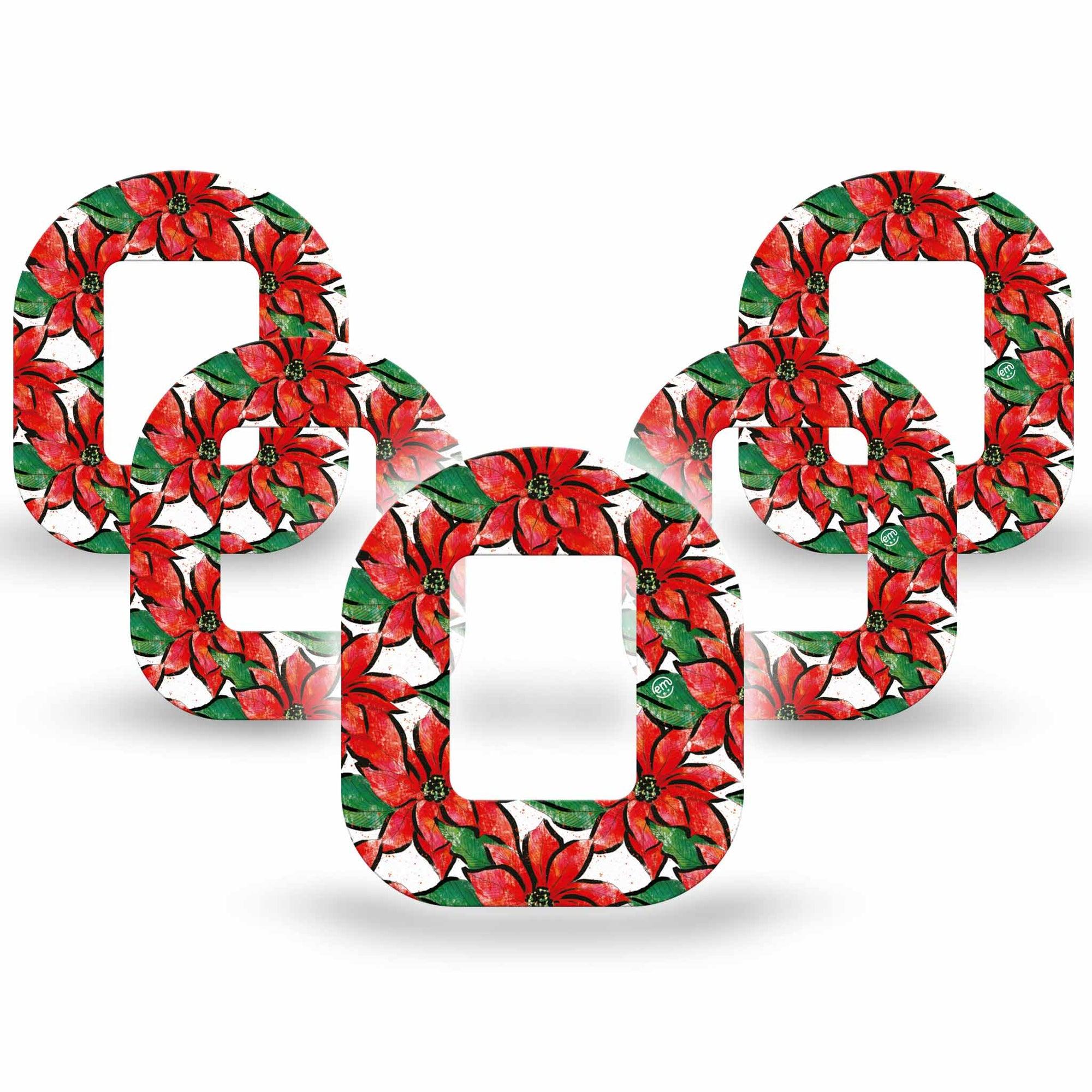 ExpressionMed Poinsettia Tandem Mobi, 5-Pack Pump Adhesive Tape, Holiday Themed Design,