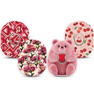 ExpressionMed Bear Hugs Dexcom G7 and Dexcom Stelo Glucose Biosensor System, tape and sticker  Romantic prints Decorative Decal for CGM