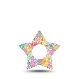 ExpressionMed Spring Flowers Infusion Star, 5-Pack Pastel florals Waterproof Adhesive Tape For Insulin Pump