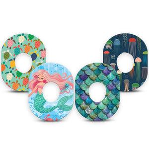ExpressionMed Tidepool Dexcom G7 and Dexcom Stelo Glucose Biosensor System, 4-Pack Tape the little mermaid inspired design Fixing Ring Tape for Continuous Glucose Monitor