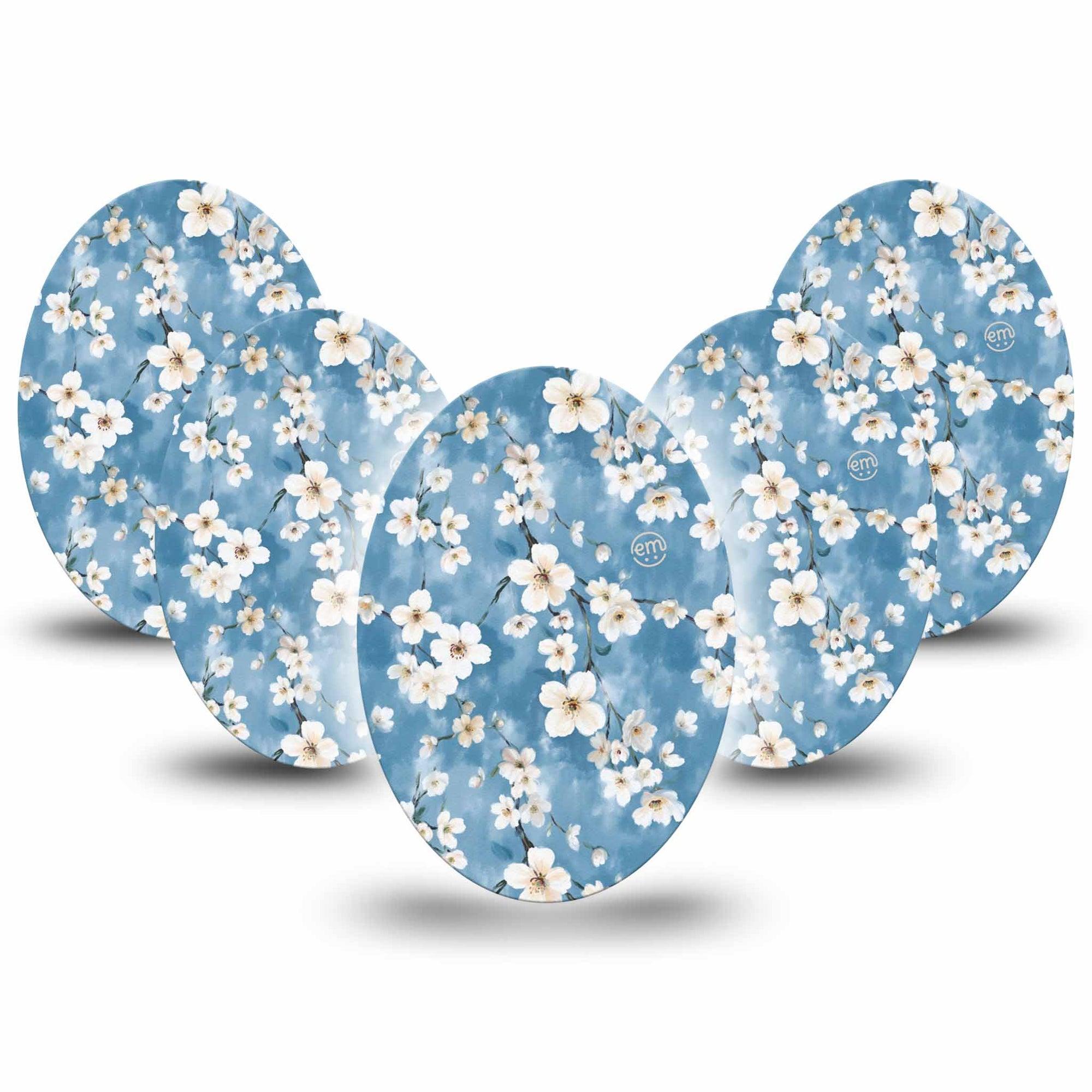 ExpressionMed Cherry Blossom Medtronic Guardian Enlite Universal Oval 5-Pack Tape Elegant Cherry Blossom Tree, Plaster CGM Design