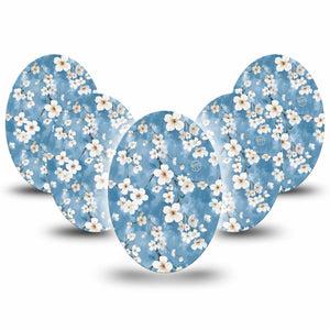 ExpressionMed Cherry Blossom Medtronic Guardian Enlite Universal Oval 5-Pack Tape Elegant Cherry Blossom Tree, Plaster CGM Design