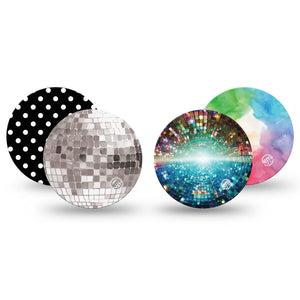 ExpressionMed Disco Pop Freestyle Libre 3 and Libre 3 Plus OverPatch, 4-Pack Tape colorful abstract design Plaster for CGM