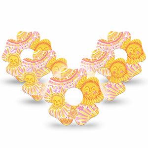 ExpressionMed Bright Sunshine Freestyle Libre 3 and Libre 3 Plus Flower, 5-Pack warm sun inspired Sensor Cover for Continuous Glucose Monitor
