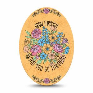 ExpressionMed Strength in Bloom Medtronic Guardian Enlite Universal Oval, Single Tape Growing bloomsq Vinyl Decoration for CGM