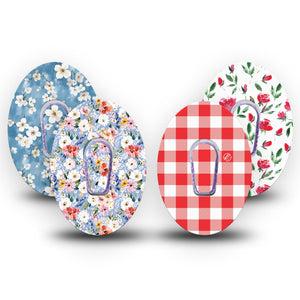 ExpressionMed Liberty Blooms Dexcom G6, tape and sticker  patriotic botanical design Waterproof Plaster for Continuous Glucose Monitor