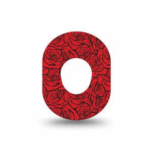 ExpressionMed Roses Dexcom G7 and Dexcom Stelo Glucose Biosensor System Mini, Single Tape Romantic red roses Waterproof Plaster for CGM
