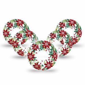 ExpressionMed Christmas Wreath Freestyle Libre 3 Tape 5-Pack Tape Winter Joyful Foliage, Adhesive Tape CGM Design