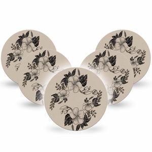 ExpressionMed Low Tide Freestyle Libre, Libre 2 Plus, and Abbott Lingo OverPatch, 5-Pack Black linework flowers Best Covers for CGM