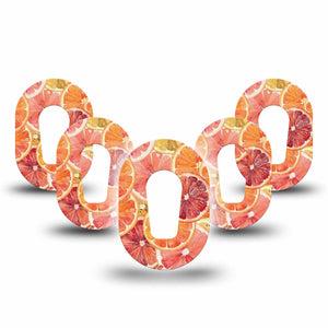ExpressionMed Oranges Dexcom G6 Mini, 5-Pack Watercolor blood oranges Waterproof Plaster for Continuous Glucose Monitor
