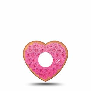 ExpressionMed Cutie Pie Cookie Freestyle Libre 3 Heart Shape Tape Single Tape Pink Rose Frosted Cookie, Patch CGM Design