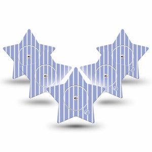 ExpressionMed Blue Stripes Freestyle Libre, Libre 2 Plus, and Abbott Lingo Star, 5-Pack Tape and 5-Pack Sticker Classic summer stripe pattern Waterproof Sensor Cover for Continuous Glucose Monitor