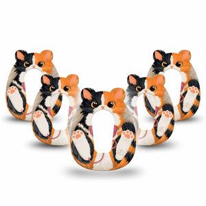 ExpressionMed Playful Kitten Dexcom G6 Gumdrop Shape Tape, 5-Pack Tape Tri-Color Kitten, Overlay Patch CGM Design