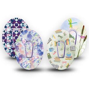 ExpressionMed Cozy Dreams Variety Pack Dexcom G6 Sticker and Tape Library Lovers' Theme, Vinyl Sticker and Tape Design CGM Design