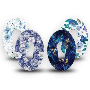 ExpressionMed Cerulean Dream Variety Pack Dexcom G6 Tape, 4-Pack Tape Variety Elegant Blue Spring Inspired, Plaster Continuous Glucose Monitor Design