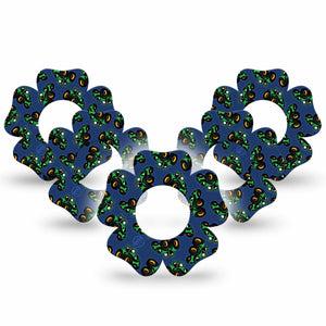 ExpressionMed Tractors Freestyle Libre 2 and Libre 2 Plus Flower Shape Tape, Abbott Lingo,  5-Pack Tape Kids Tractor Print, Fixing Ring Tape CGM Design