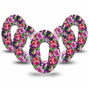 ExpressionMed Flower Girl Pansies Dexcom G6 Tape 5-Pack Tape Blossomed Pansy Florals, Plaster CGM Design