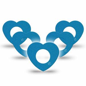 ExpressionMed Teal Freestyle Libre 2 and Libre 2 Plus Heart Shape Tape, Abbott Lingo, 5-Pack Tape Basic Color, Adhesive Patch CGM Design