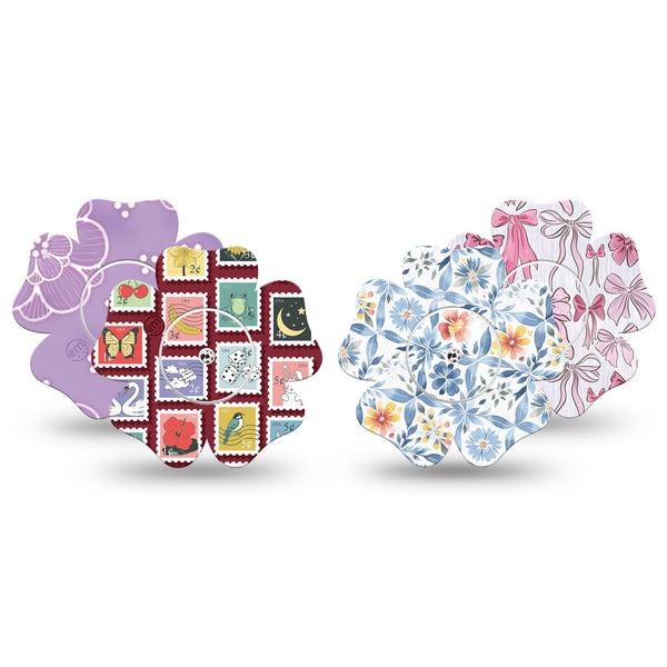 ExpressionMed Darling Details Freestyle Libre, Libre 2 Plus, and Abbott Lingo Flower, 4-Pack Tape and 4-Pack Sticker,  Girly icons Best Covers for CGM