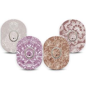 ExpressionMed Cocoa Veil Variety Pack Dexcom G7 Tape, Dexcom Stelo Glucose Biosensor System, 4-Pack Tape and 4-Pack Sticker Variety Summer Subdued Garden, Overlay Tape CGM Design