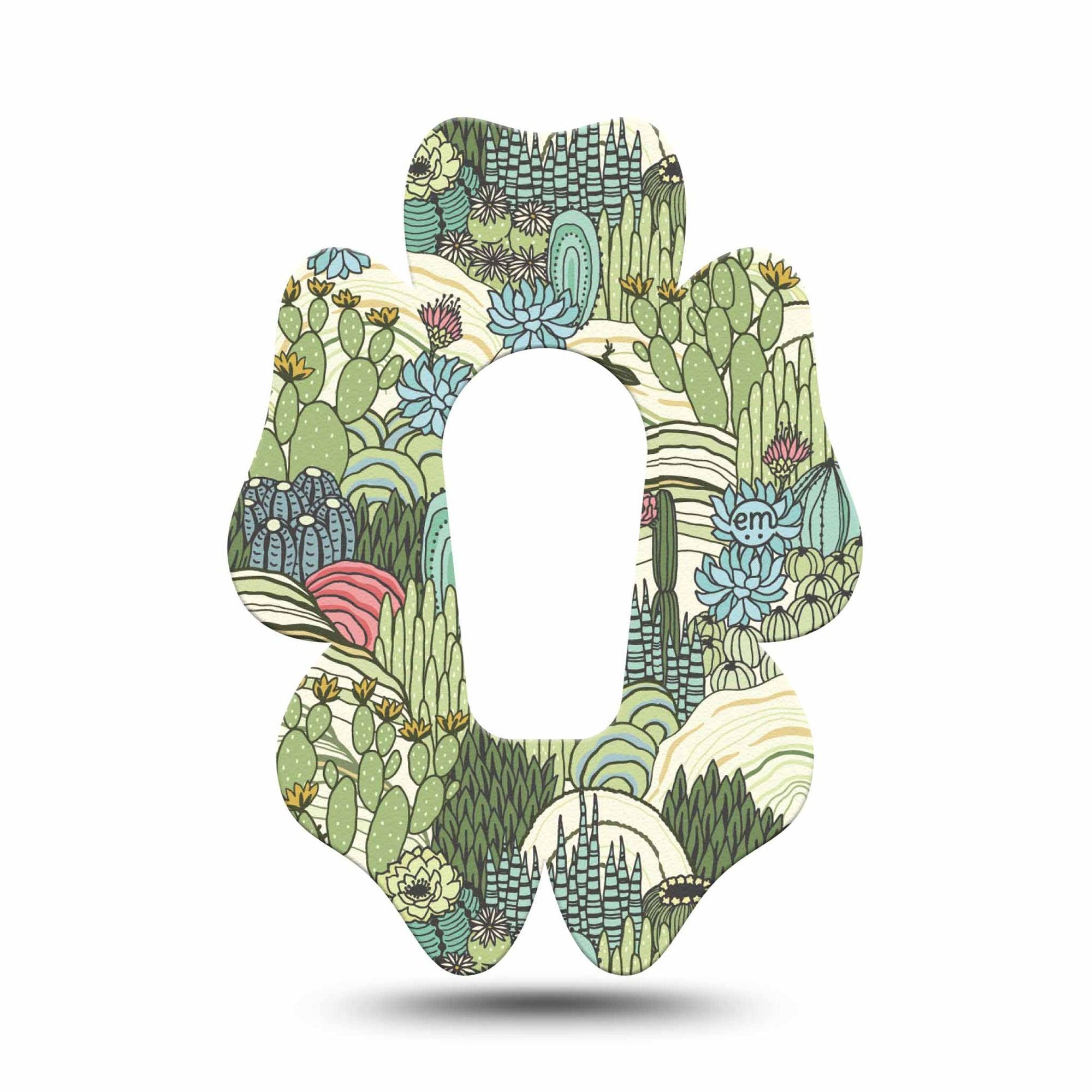 ExpressionMed Cactus Dexcom G6 Flower Shape Tape Single Tape Desert Life Cactus Iguana, Adhesive Patch Continuous Glucose Monitor Design