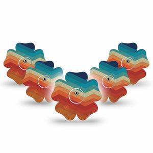 ExpressionMed Retro Winter Coat Freestyle Libre 3 and Libre 3 Plus Flower Shape Tape, 5-Pack Tape and 5-Pack Sticker Color Block Style, Overlay Tape CGM Design